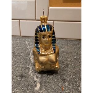 Kurt S Adler Polonaise Egyptian Nefertiti Sphinx Christmas Ornament Gold Glitter